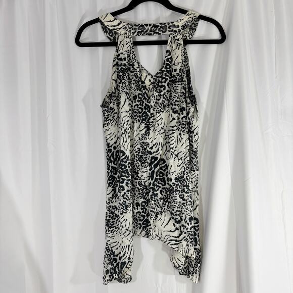 Sioni Women’s Tank Size M | Animal Print V-Neck Top with Back Cutout - Picture 2 of 6